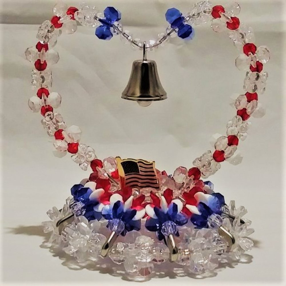 Patriotic Bead Display Handmade NEW